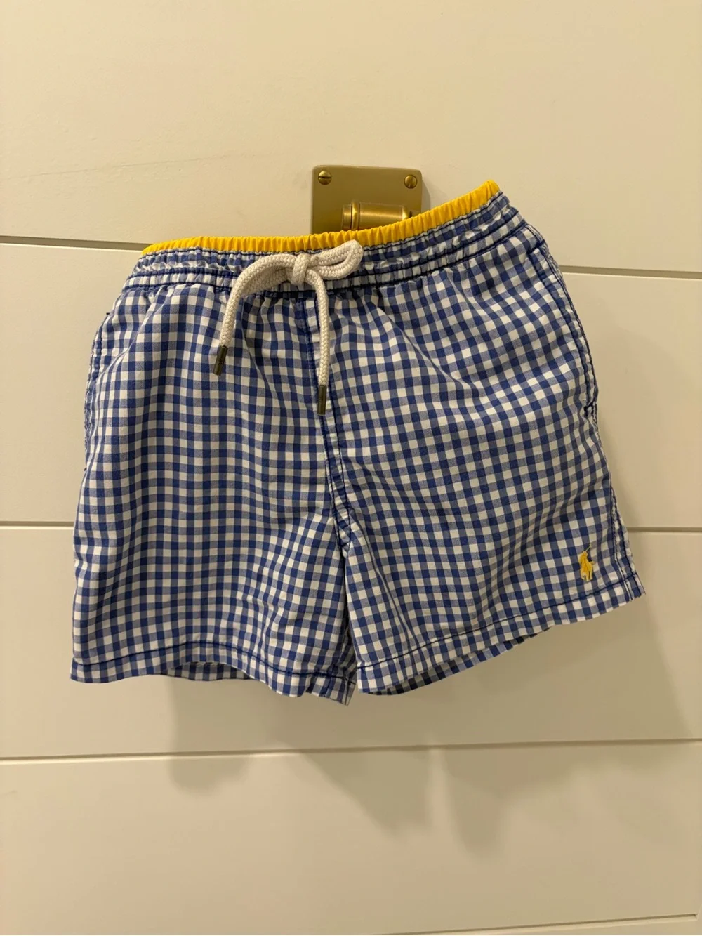 Blue & White Gingham Ralph Lauren Bathingsuit, Boys Shorts
